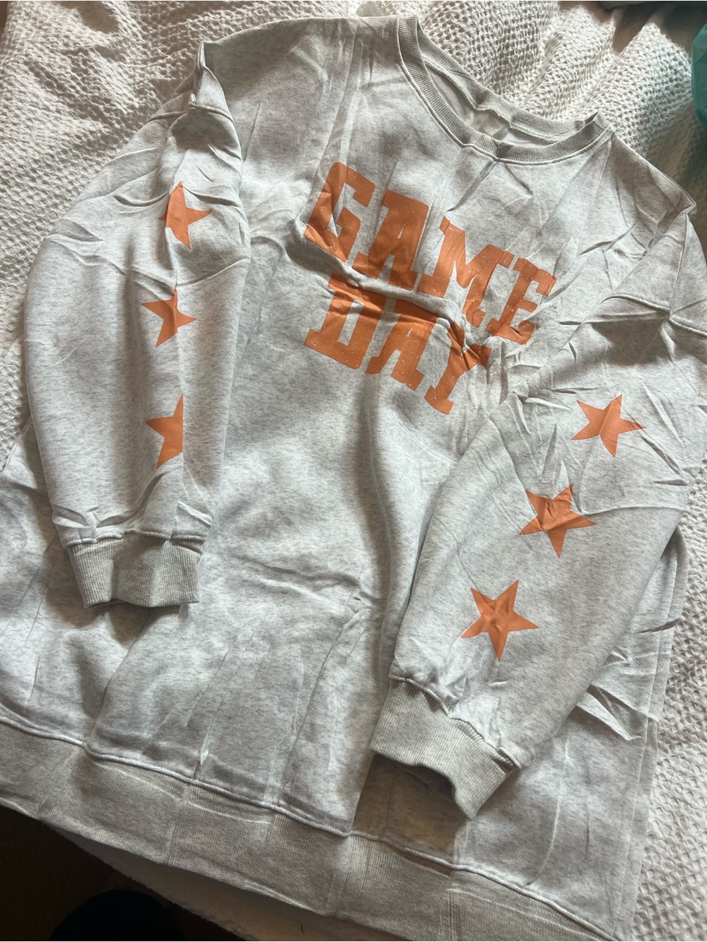 XXL GAME DAY Gray Sweatshirt with Orange Stars new without tags